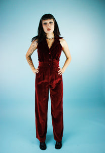 1970s Red Velvet Disco Jumpsuit