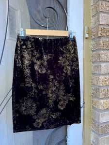 1990s Black & Gold Floral Mini Skirt