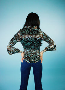 Y2K Optic Swirl Blouse