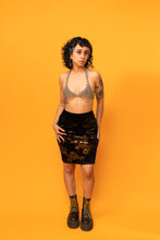 Load image into Gallery viewer, 1990s Black &amp; Gold Floral Mini Skirt
