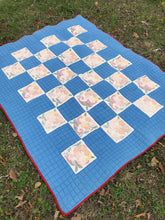 Load image into Gallery viewer, Handmade Checker Flower Quilt
