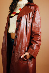 1970s Salted Caramel Leather Trench