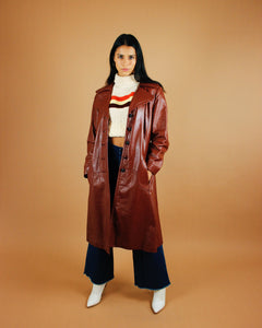 1970s Salted Caramel Leather Trench