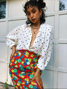 1980s Psych Pop Floral Skirt