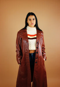 1970s Salted Caramel Leather Trench