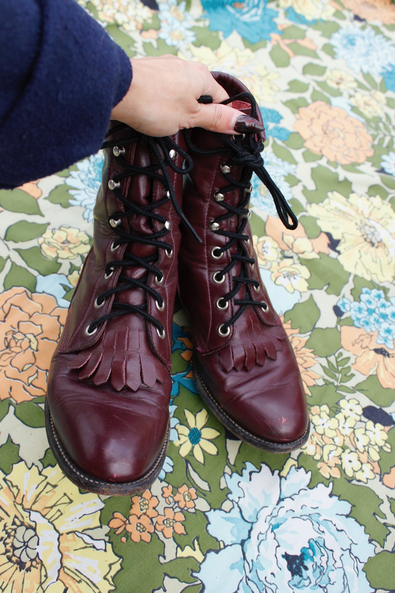 1990s Oxblood Justin's Roper Boots [W5/6] – Whiskey River Vintage