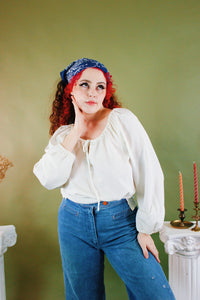 1970s Donna Peasant Blouse