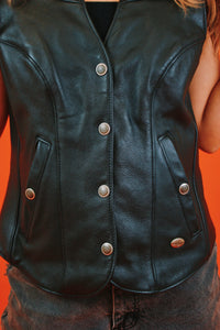 1990s Leather Harley Davidson Vest