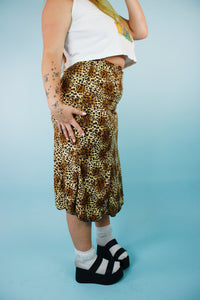 Y2K Slinky Leopard Midi Skirt