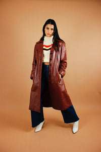 1970s Salted Caramel Leather Trench